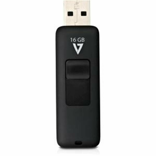 V7 Memory 16GB USB 2.0 Flash Drive with Retractable USB Connector, Black VF216GAR-3N